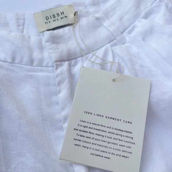 DISSH WHITE WIDE-LEG TROUSERS LINEN PANTS AU 6 / US 2 24 - Picture 5 of 11